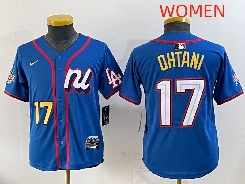 women 2025 Los Angeles Dodgers #17 Ohtani Blue Nike  2025 MLB All Star Jersey style 003